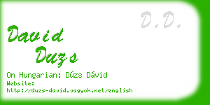 david duzs business card